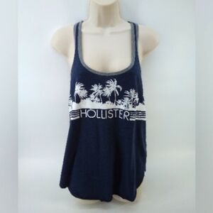 ⭐3/$30 Y2K Hollister Palm Trees Blue White Navy Gray Tank Top Small 90's 2000's